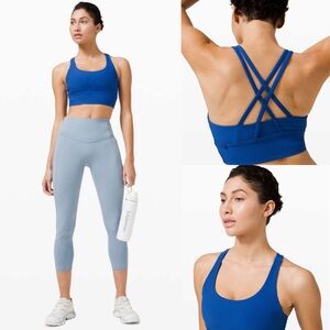 Lululemon Energy Bra Long Line Ribbed *Medium Support, B–D Cup! Regatta Blue